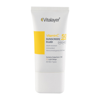 ويتالاير فلوئيد ضد آفتاب spf50 لايت بژ vt-c ويتالاير فلوئيد ضد آفتاب spf50 لايت بژ ویتامین c حجم 50 میلی لیتر - Image 1